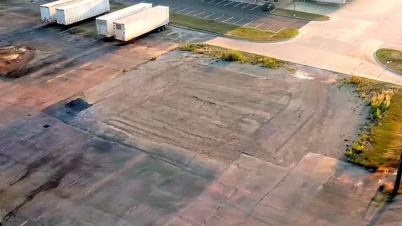 Rendered view of the bare corner before construction.